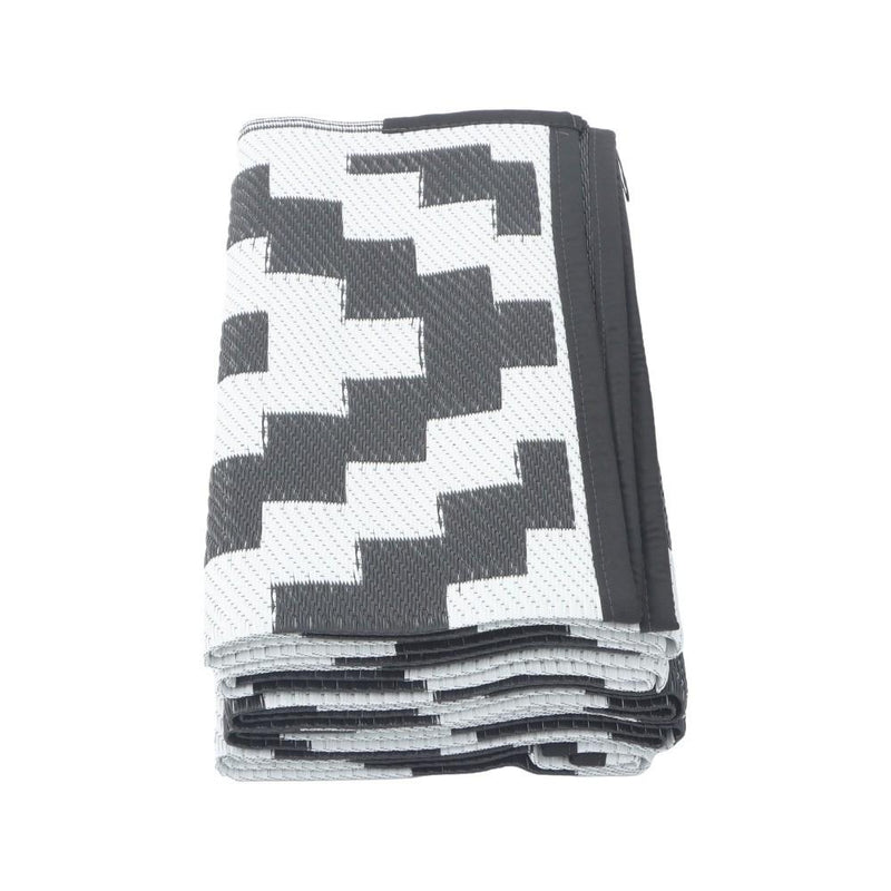 DURAFORCE 8x10ft Outdoor Plastic Straw Rug For Camping Outdoor Carpet RV Mat Black & White