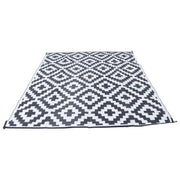 DURAFORCE 8x10ft Outdoor Plastic Straw Rug For Camping Outdoor Carpet RV Mat Black & White