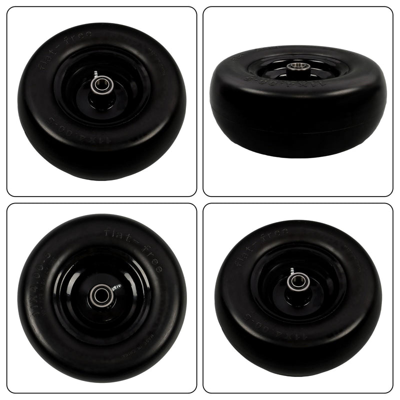 DURAFORCE 2Pcs 11x4.00-5 Tire & Wheel 3/4" Axle Hole For Zero Turn Lawn Mower Smooth Tread