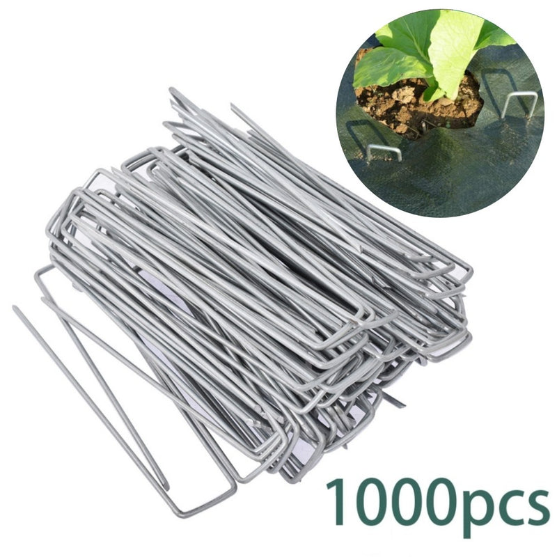DURAFORCE 6" 11 Gauge 1000 Pack Landscape Staples Garden Stakes Galvanized Sod Staples