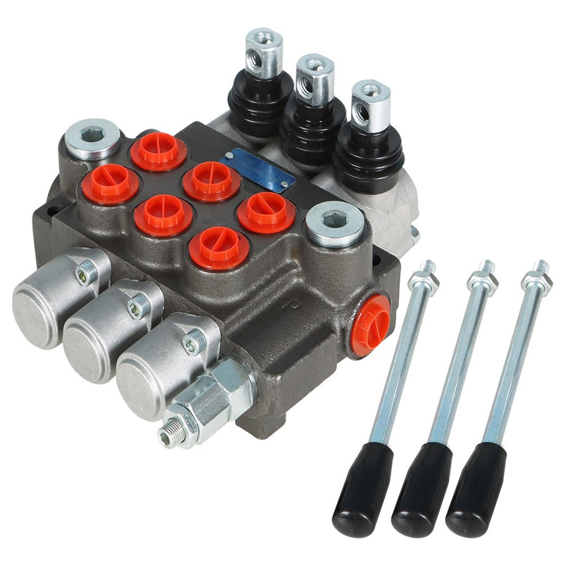 DURAFORCE Hydraulic Directional 3 Spool P40 Control Valve, Manual Operate, 13GPM BSPP
