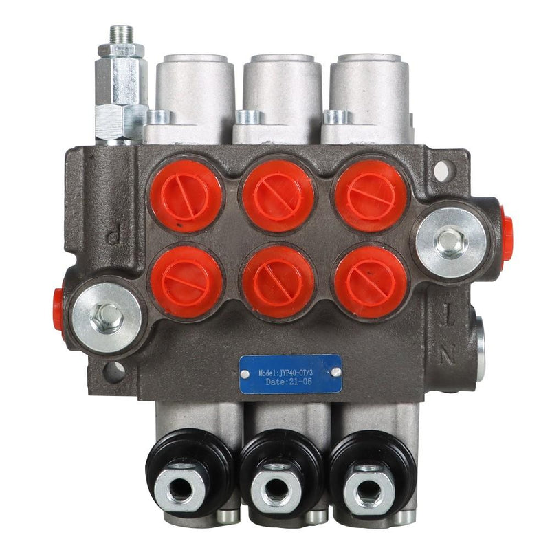 DURAFORCE Hydraulic Directional 3 Spool P40 Control Valve, Manual Operate, 13GPM BSPP