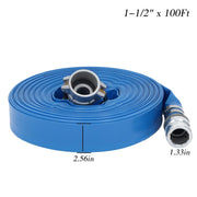 DURAFORCE 1-1/2" x 100 FT PVC Irrigation Discharge Hose W/Aluminum Connectors For Pools