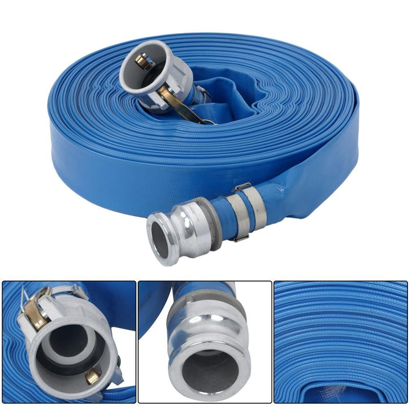 DURAFORCE 1-1/2" x 100 FT PVC Irrigation Discharge Hose W/Aluminum Connectors For Pools