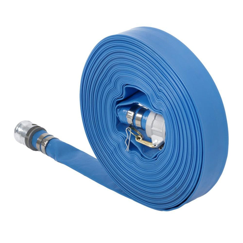 DURAFORCE PVC Irrigation Discharge Hose W/Aluminum Connectors For Pools 1-1/2" x 100 FT