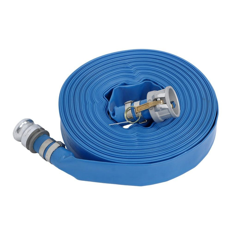 DURAFORCE PVC Irrigation Discharge Hose W/Aluminum Connectors For Pools 1-1/2" x 100 FT