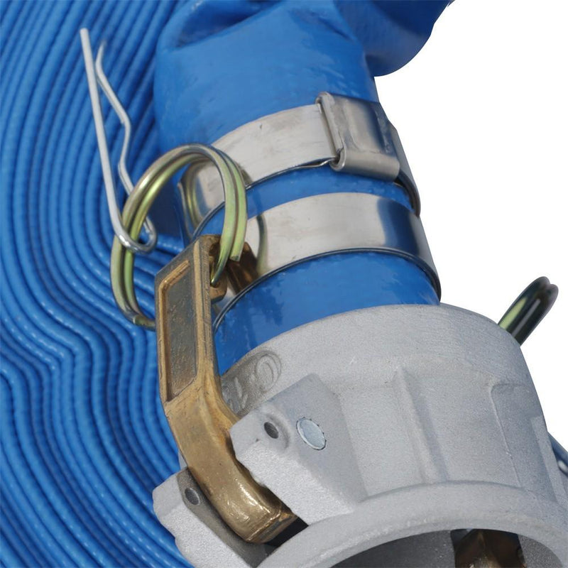 DURAFORCE PVC Irrigation Discharge Hose W/Aluminum Connectors For Pools 1-1/2" x 100 FT