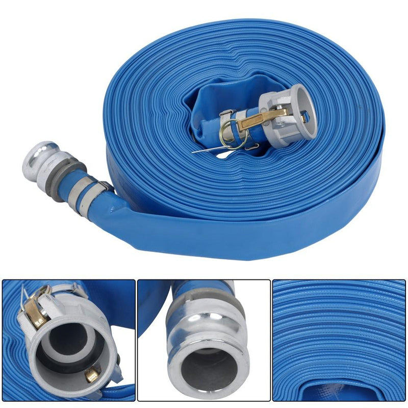 DURAFORCE PVC Irrigation Discharge Hose W/Aluminum Connectors For Pools 1-1/2" x 100 FT