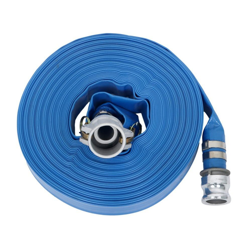 DURAFORCE PVC Irrigation Discharge Hose W/Aluminum Connectors For Pools 1-1/2" x 100 FT
