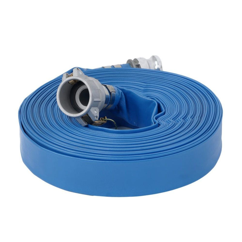 DURAFORCE PVC Irrigation Discharge Hose W/Aluminum Connectors For Pools 1-1/2" x 100 FT