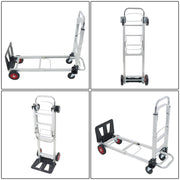 DURAFORCE 2 In 1 400Lbs Hand Truck Folding Dolly Cart Portable Trolley Heavy Duty Aluminum