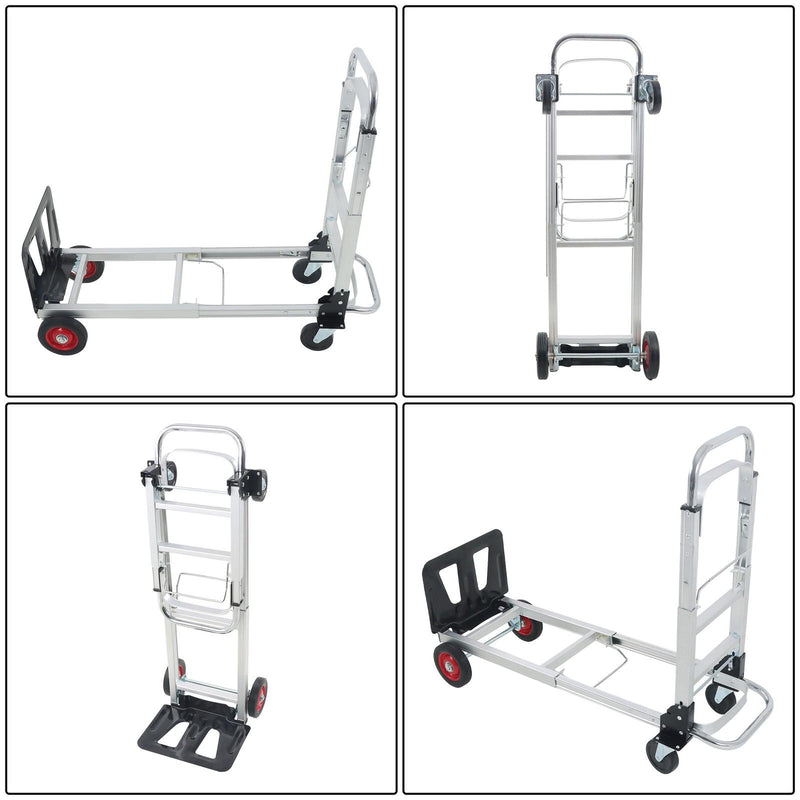 DURAFORCE 2 In 1 400Lbs Hand Truck Folding Dolly Cart Portable Trolley Heavy Duty Aluminum