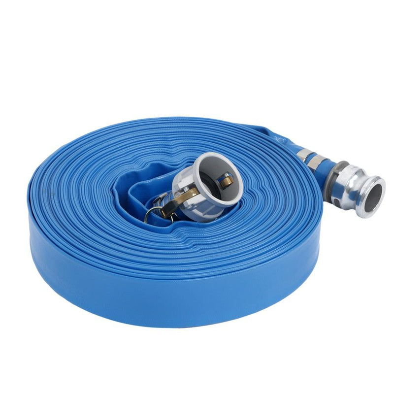 DURAFORCE 1.5" x 100' Blue PVC Backwash and Discharge Hose For Swimming Pools W/ Fittings