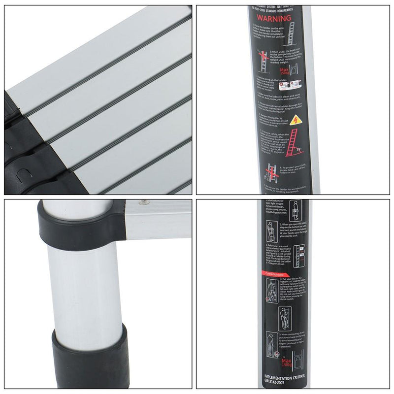 DURAFORCE 8.5ft 2.6M Aluminum Telescopic Ladder Heavy Duty Folding Extension Step Ladder