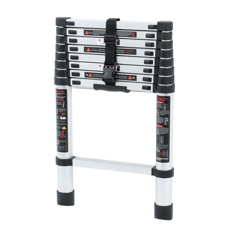 DURAFORCE 8.5ft 2.6M Aluminum Telescopic Ladder Heavy Duty Folding Extension Step Ladder
