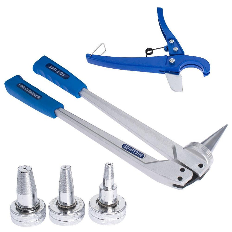 DURAFORCE Pex Expander Expansion Tool Kit with 1/2" 3/4" 1" Expansion Head Hard Housing