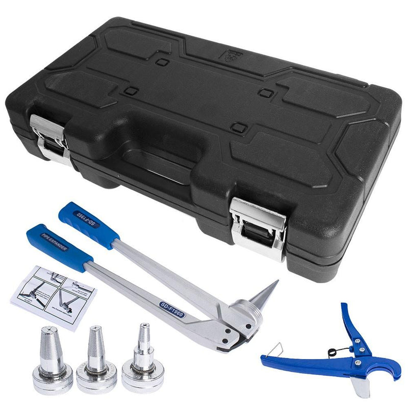 DURAFORCE Pex Expander Expansion Tool Kit with 1/2" 3/4" 1" Expansion Head Hard Housing