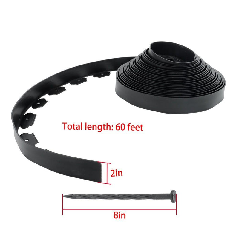 DURAFORCE 60FT 2" Garden Landscape Edging No Dig Lawn Edging Border With 72 8-In Spikes