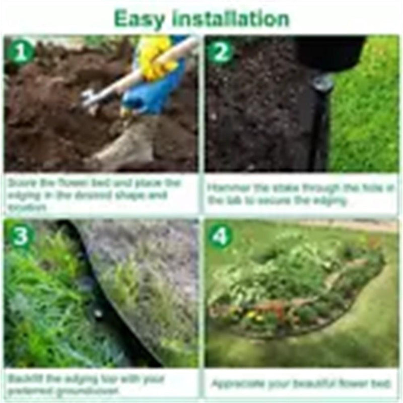 DURAFORCE 60FT 2" Garden Landscape Edging No Dig Lawn Edging Border With 72 8-In Spikes