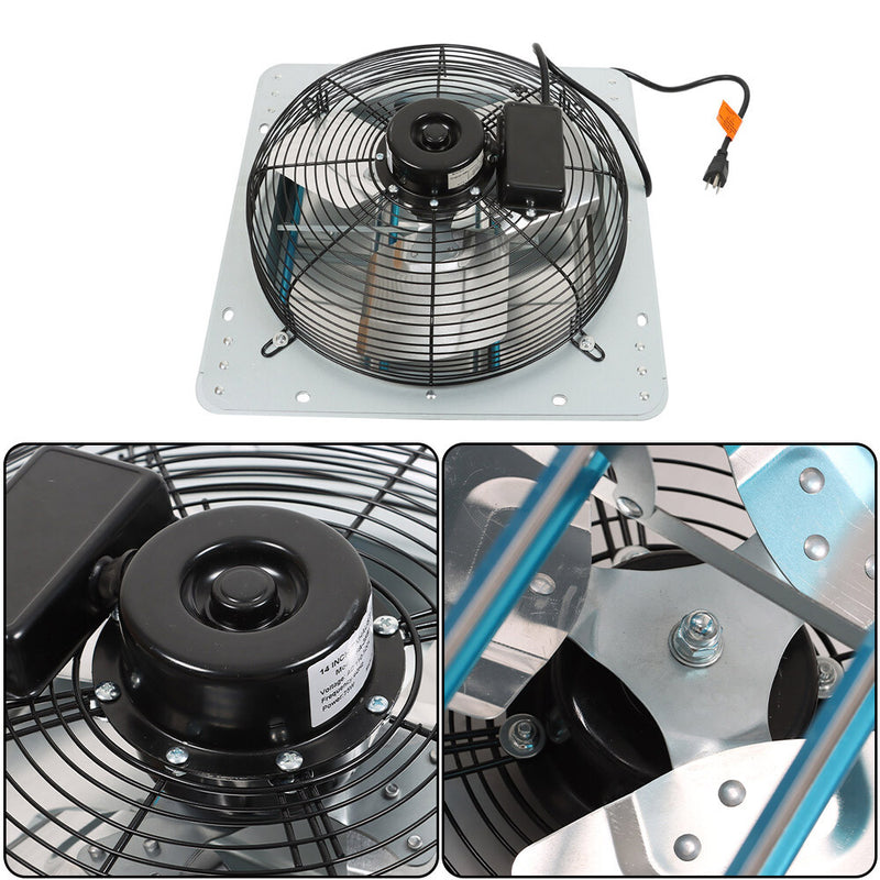 DURAFORCE Aluminum High Speed 14 Inch Shutter Exhaust Fan Wall Mounted Greenhouse Garage
