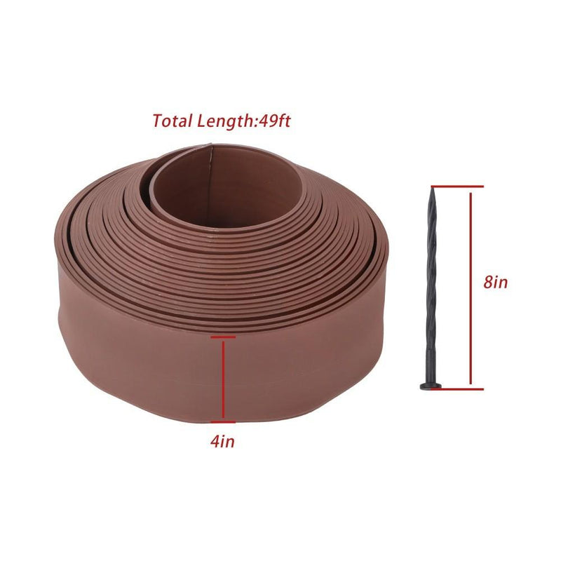 DURAFORCE 49FT 4" Garden Landscape Edging No Dig Lawn Edging Border With 75 8-In Spikes