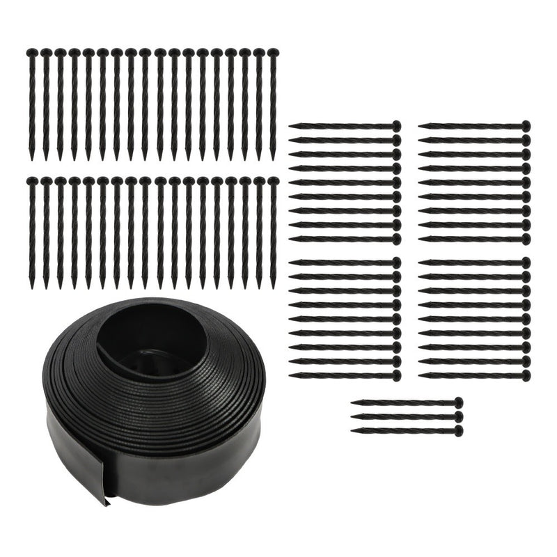 DURAFORCE 49FT 4" Black Garden Landscape Edging No Dig Lawn Edging Border W/75 8-In Spikes