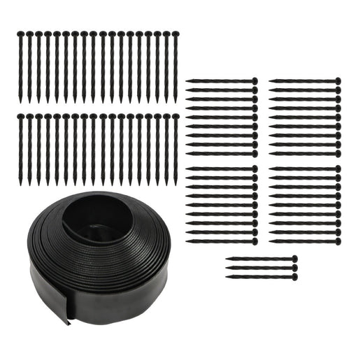 DURAFORCE 49FT 4" Black Garden Landscape Edging No Dig Lawn Edging Border W/75 8-In Spikes