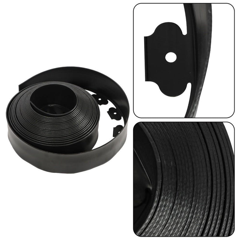DURAFORCE 49FT 4" Black Garden Landscape Edging No Dig Lawn Edging Border W/75 8-In Spikes