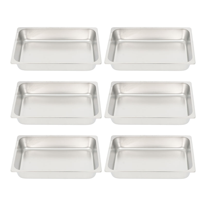 DURAFORCE Multi-Use 4 Inch Deep Stainless Steel Food Pans, Set of 6 Commercial Grade