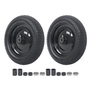 DURAFORCE 2 Pack 14.5-4.00-8" Flat Free Wheelbarrow Tire And Wheel - Solid Tire Black Hub