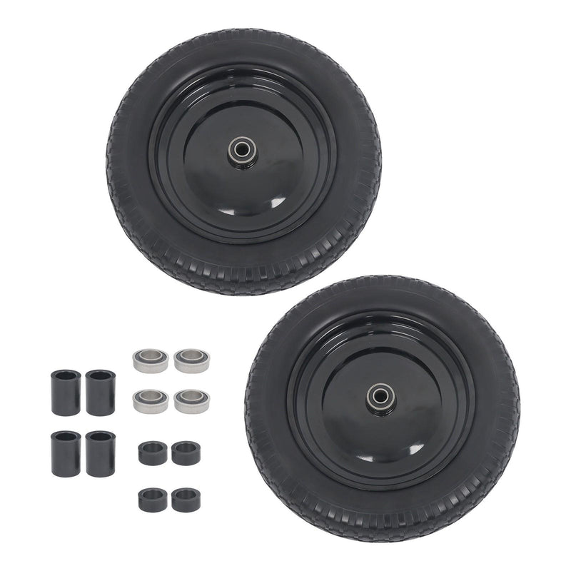 DURAFORCE 2 Pack 14.5-4.00-8" Flat Free Wheelbarrow Tire And Wheel - Solid Tire Black Hub