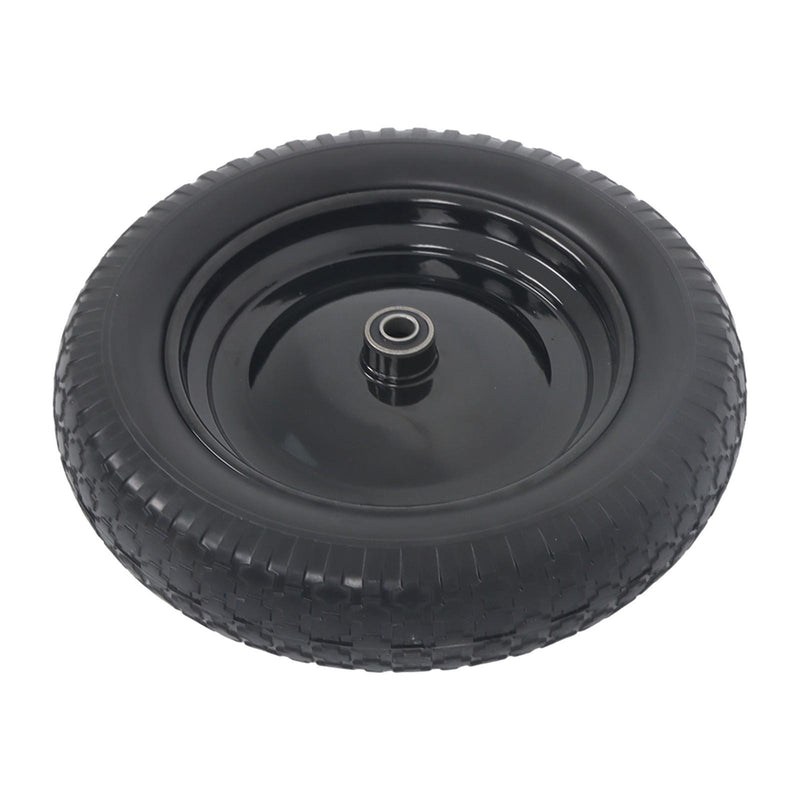 DURAFORCE 2 Pack 14.5-4.00-8" Flat Free Wheelbarrow Tire And Wheel - Solid Tire Black Hub