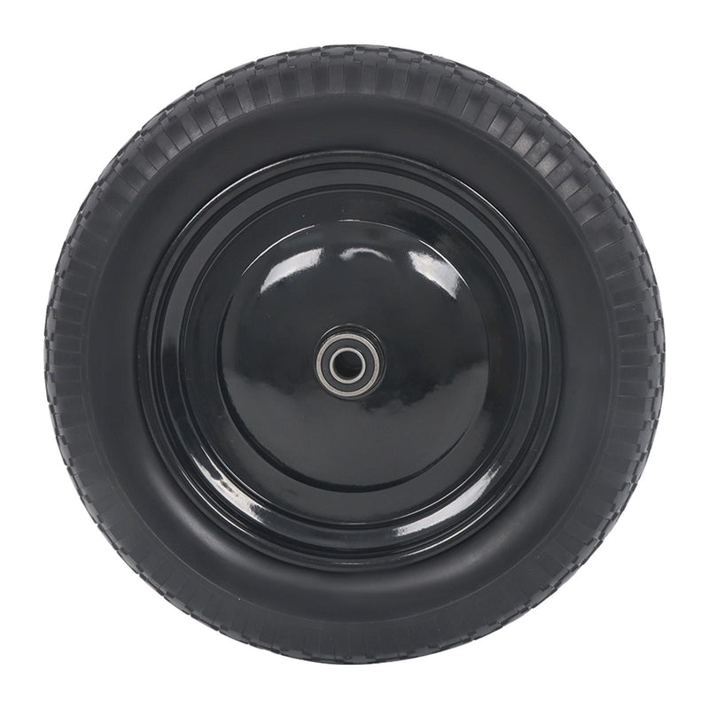 DURAFORCE 2 Pack 14.5-4.00-8" Flat Free Wheelbarrow Tire And Wheel - Solid Tire Black Hub