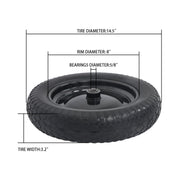 DURAFORCE 2 Pack 14.5-4.00-8" Flat Free Wheelbarrow Tire And Wheel - Solid Tire Black Hub