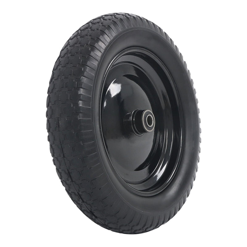 DURAFORCE 2 Pack 14.5-4.00-8" Flat Free Wheelbarrow Tire And Wheel - Solid Tire Black Hub