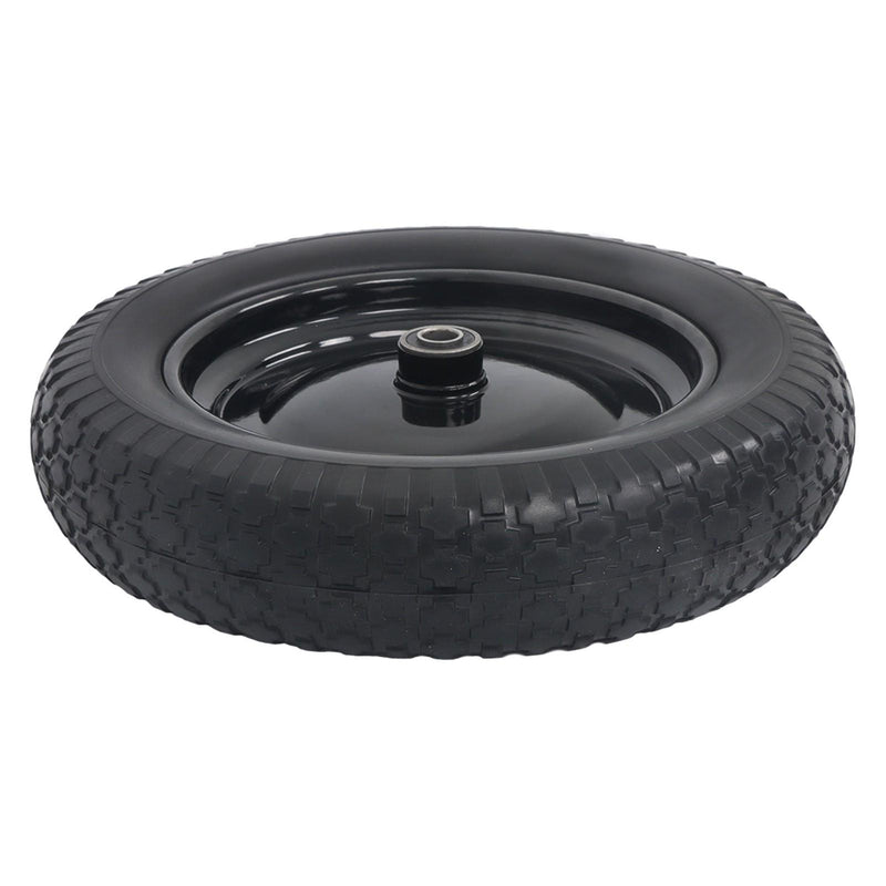 DURAFORCE 2 Pack 14.5-4.00-8" Flat Free Wheelbarrow Tire And Wheel - Solid Tire Black Hub