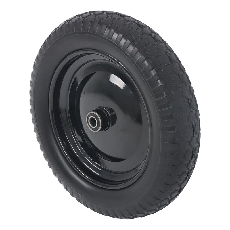DURAFORCE 2 Pack 14.5-4.00-8" Flat Free Wheelbarrow Tire And Wheel - Solid Tire Black Hub