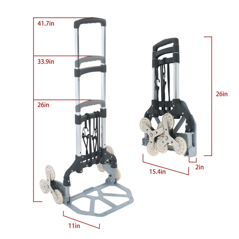 DURAFORCE Aluminum Folding Stair Climbing Cart 180Lbs Portable Hand Truck Dolly With Wheel