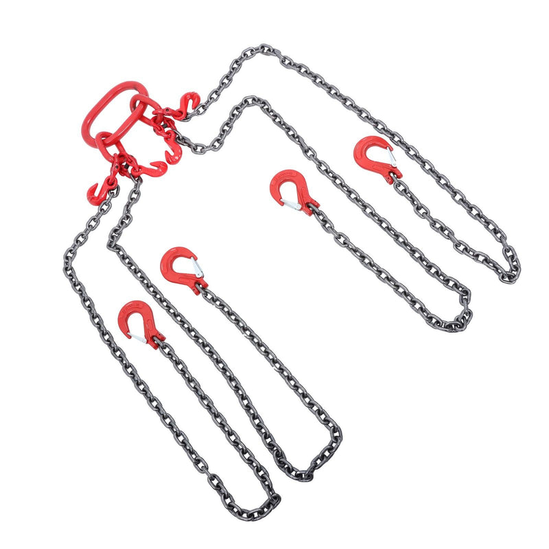 DURAFORCE 5/16" x 5' Chain Sling 11000 lbs 4 Legs G80 Lifting Chain with Grab Hooks