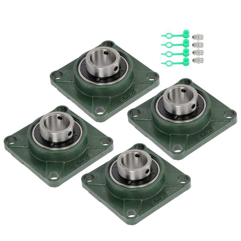 DURAFORCE 4PCS UCF208-24 Pillow Block Bearing 4-Bolt Self-Aligning 1-1/2" Bore Solid Base