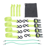 DURAFORCE Ratchet Straps (4 Pack) - 5208 lbs Break Strength 1.6"x8' Green Tie Down Straps