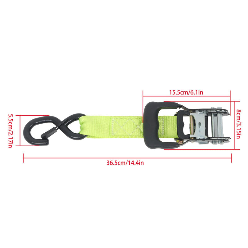 DURAFORCE Ratchet Straps (4 Pack) - 5208 lbs Break Strength 1.6"x8' Green Tie Down Straps