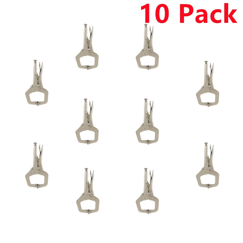 DURAFORCE 10 Pcs 11" Adjustable Locking C-Clamp Pliers Grip With Swivel Pad Vise Jaws