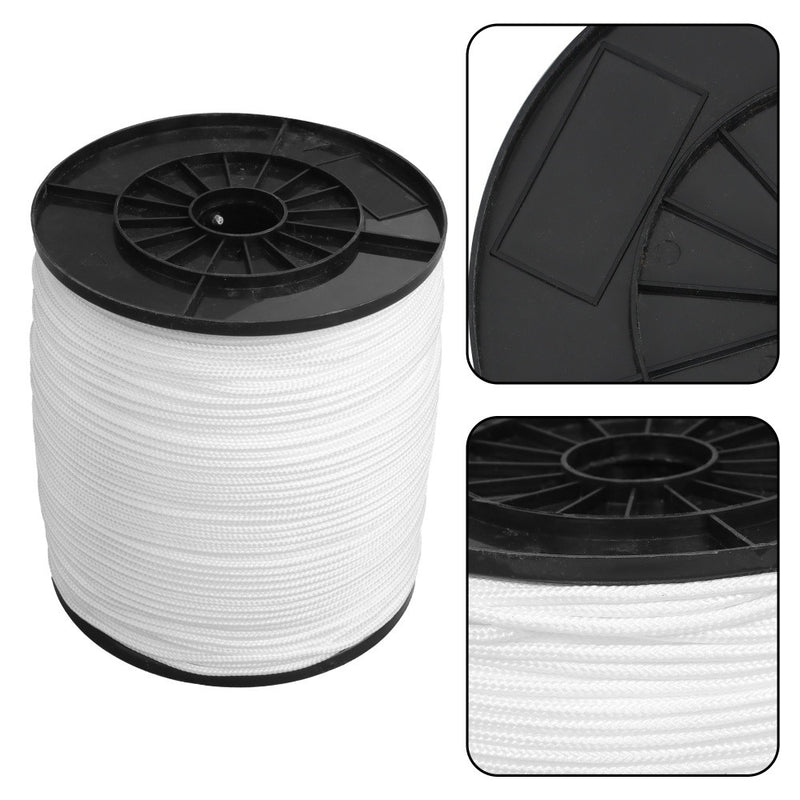 DURAFORCE 3/16 Inch Nylon Rope 1000 Foot Spool 100% Nylon Solid Braid Rope Dyeable White
