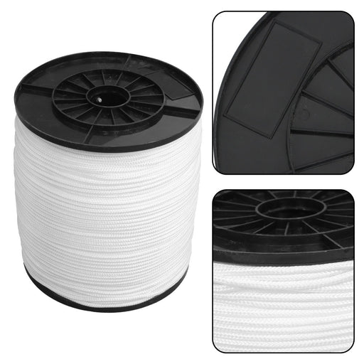 DURAFORCE 3/16 Inch Nylon Rope 1000 Foot Spool 100% Nylon Solid Braid Rope Dyeable White