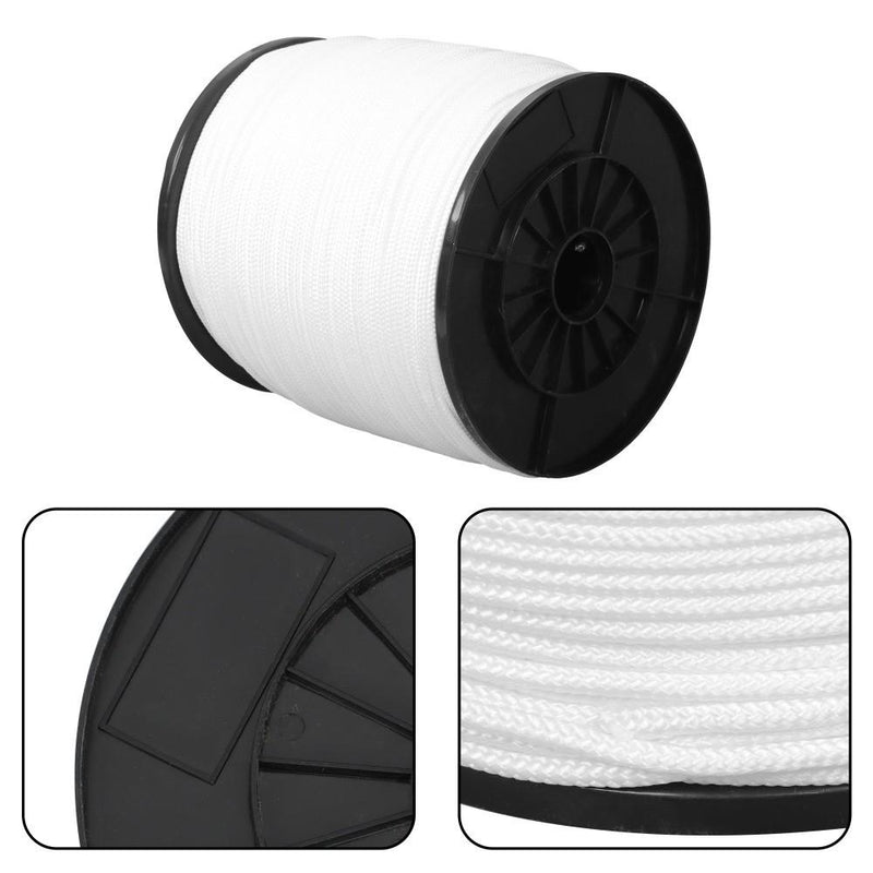 DURAFORCE 3/16 Inch Nylon Rope 1000 Foot Spool 100% Nylon Solid Braid Rope Dyeable White