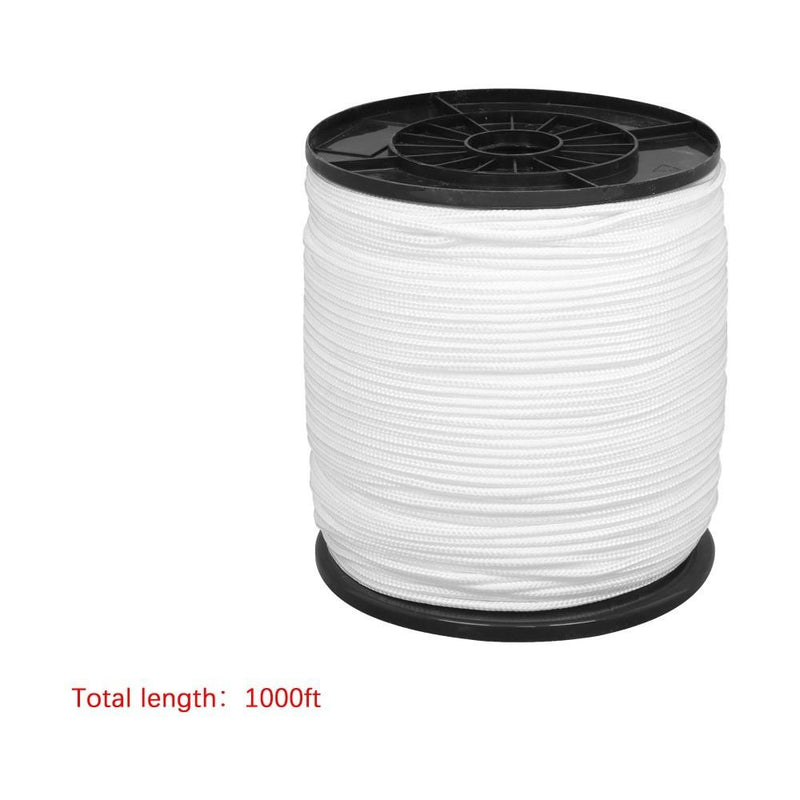 DURAFORCE 3/16 Inch Nylon Rope 1000 Foot Spool 100% Nylon Solid Braid Rope Dyeable White