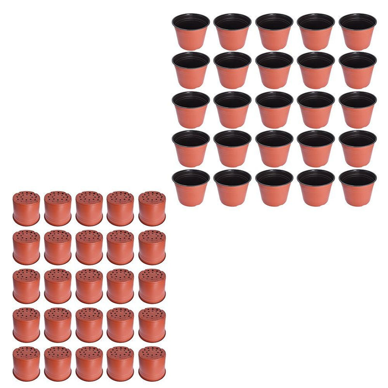 DURAFORCE Garden Flower Nursery 50 PCS Plastic Pots Seedlings Pot Plant Container Seed