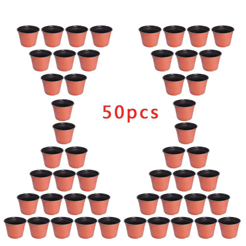 DURAFORCE Garden Flower Nursery 50 PCS Plastic Pots Seedlings Pot Plant Container Seed