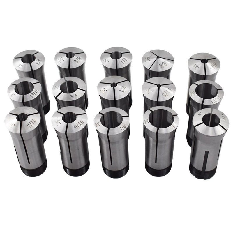 DURAFORCE 15 piece Set 1/8"-1" Capacity TIR 0.0005" High Precision 5C Round Collet